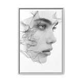 Japandi-Inspired Minimalist Portrait - Monochrome Ink Art Print