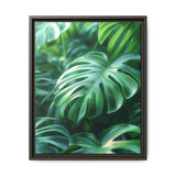 Floating Monstera Leaves Art Print - Serene Botanical Elegance