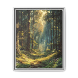 Enchanted Forest Canopy: Sunlight & Mist Watercolor Art Print