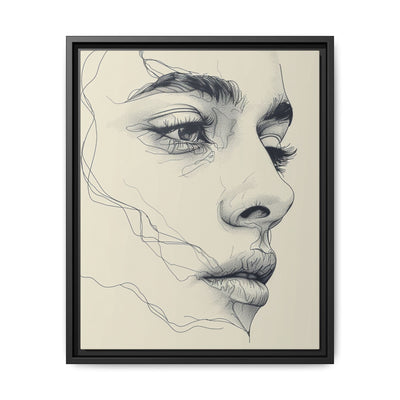 Japandi Minimalist Line Art Portrait - Monochrome Ink on Museum Paper