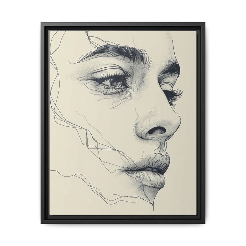 Japandi Minimalist Line Art Portrait - Monochrome Ink on Museum Paper