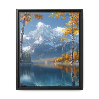 Golden Hour Serenity: Majestic Mountains & Misty Lake Art Print