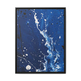Expressionist Splendor: White on Blue - Pollock-Inspired Art Print