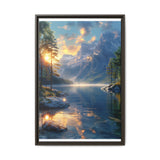 Golden Hour Serenity: Majestic Mountains & Misty Lake Print