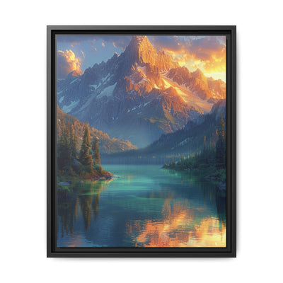 Golden Hour Majesty: Mountain Lake Panorama - Museum Quality Print