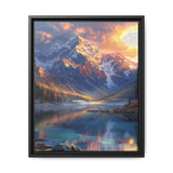 Golden Hour Serenity: Majestic Mountains & Misty Lake Print