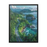 Coastal Serenity: BC Highway Aerial View - Premium Art Print
