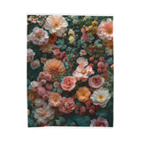 Vintage Floral Elegance Velveteen Blanket - Soft Sage & Pink
