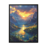 Golden Hour Serenity: Mountains & Mist - Premium Art Print
