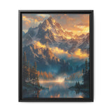 Golden Hour Majesty: Serene Mountains & Crystal Lake Art Print