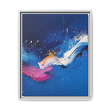 Pollock-Inspired Abstract White Splatter on Blue - Museum Grade Print