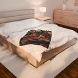Vintage Floral Elegance Velveteen Blanket - Soft Sage & Pink