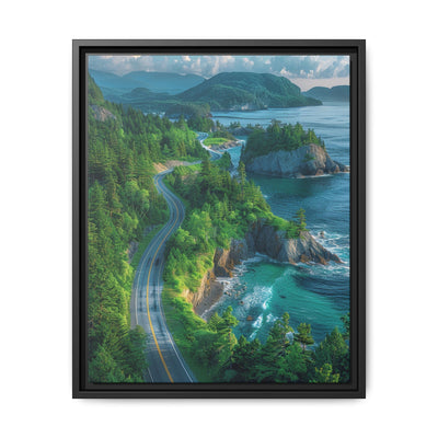 Coastal Serenity: BC Highway Aerial View - Premium Art Print