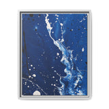 Expressionist Splendor: White on Blue - Pollock-Inspired Art Print