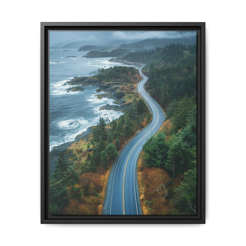 Coastal Serenity: BC Highway Aerial View - Premium Art Print