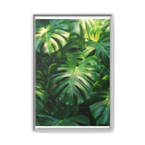 Floating Monstera Leaves Art Print - Serene Nature Elegance