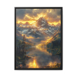 Golden Hour Serenity: Mountains & Lake Landscape Fine Art Print