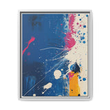 Pollock-Inspired Abstract White Splatter on Blue - Fine Art Print