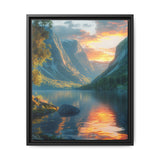 Golden Hour Majesty: Serene Lake & Mountain Scene Art Print