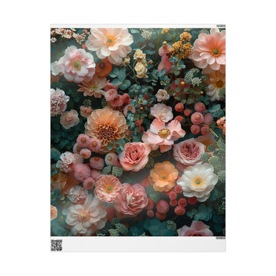 Vintage-Inspired Abstract Florals Wrapping Paper in Soft Tones