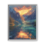 Golden Hour Majesty: Serene Lake & Mountain Landscape Print