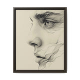 Japandi Minimalist One-Line Portrait Art - Monochrome Ink on Canvas