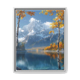 Golden Hour Serenity: Majestic Mountains & Misty Lake Art Print