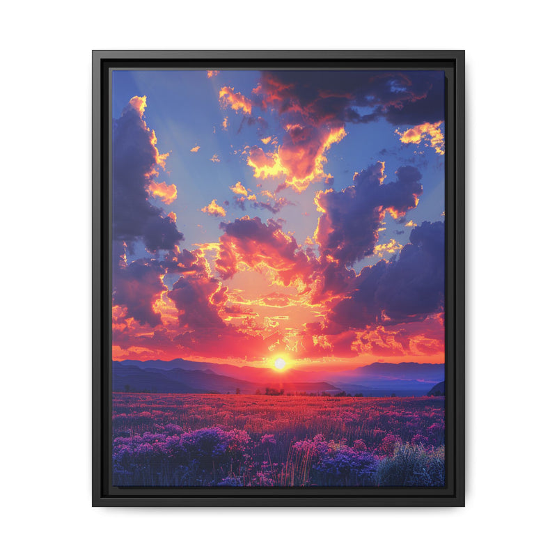 Twilight Majesty: Vibrant Sunset Over Mountains - Fine Art Print