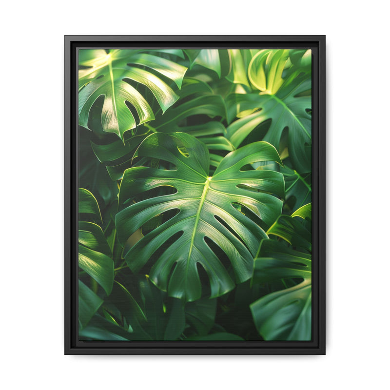 Floating Monstera Leaves Art Print - Serene Nature Elegance