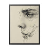 Japandi Minimalist One-Line Portrait Art - Monochrome Ink on Canvas