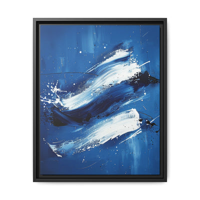 Pollock-Inspired White Splatter on Blue - Abstract Art Print