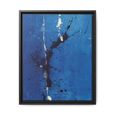 Pollock-Inspired White on Blue Abstract Art - Museum Grade Print