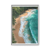 Tropical Serenity: Golden Hour Beach Aerial View, Fine Art Print
