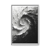 Monochrome Yin-Yang Swirl - Impasto Brush Fine Art Print