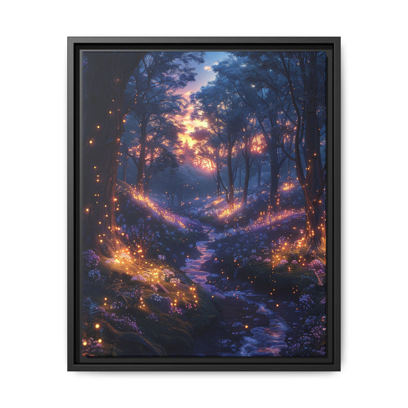 Twilight Enchantment: Bioluminescent Forest Glade Fine Art Print