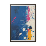 Pollock-Inspired Abstract White Splatter on Blue - Fine Art Print