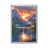 Golden Hour Serenity: Majestic Mountain & Lake Art Print