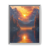 Golden Hour Majesty: Serene Mountain Lake Landscape Art Print