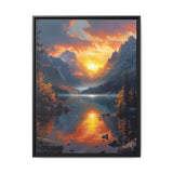 Golden Hour Serenity: Majestic Mountains & Crystal Lake Art Print