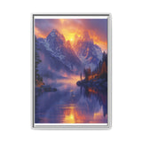 Golden Hour Serenity: Majestic Mountains & Misty Lake Art Print
