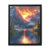 Golden Hour Serenity: Majestic Mountain & Lake Art Print
