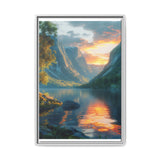 Golden Hour Majesty: Serene Lake & Mountain Scene Art Print