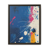 Pollock-Inspired Abstract White Splatter on Blue - Fine Art Print