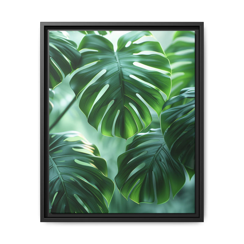 Floating Monstera Leaves Art Print - Ethereal Nature Elegance