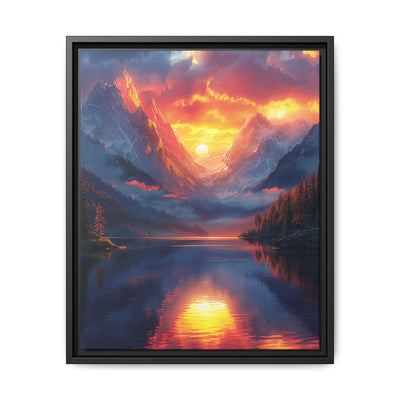 Golden Hour Majesty: Serene Lake & Mountain Canvas Print