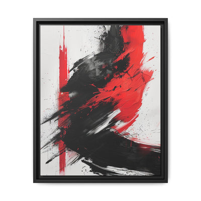 Abstract Energy - Vivid Red & Black Brushstrokes on White - Fine Art Print