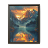 Golden Hour Majesty: Serene Lake & Mountain Landscape Print