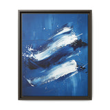 Pollock-Inspired White Splatter on Blue - Abstract Art Print