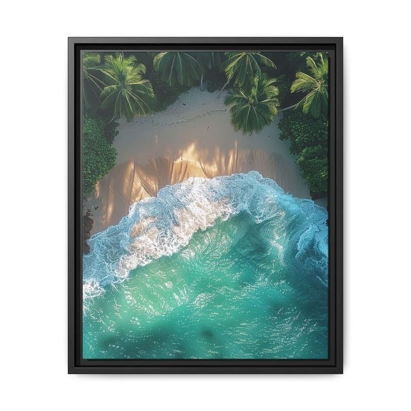 Tropical Serenity: Golden Hour Beach Aerial View - Fine Art Print