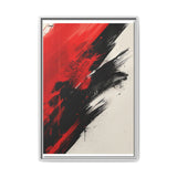 Abstract Chaos: Red & Black Brushstrokes on White - Premium Art Print